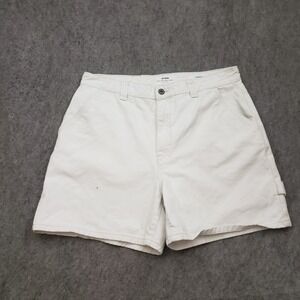Cotton On Shorts Womens 12 White Utility High Rise Denim Carpenter‎ Pockets 35in